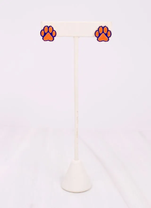 Perfect Paw Print Stud Earring ORANGE PURPLE