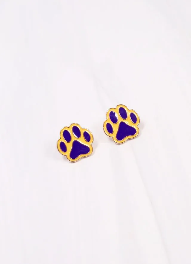 Perfect Paw Print Stud Earring PURPLE YELLOW