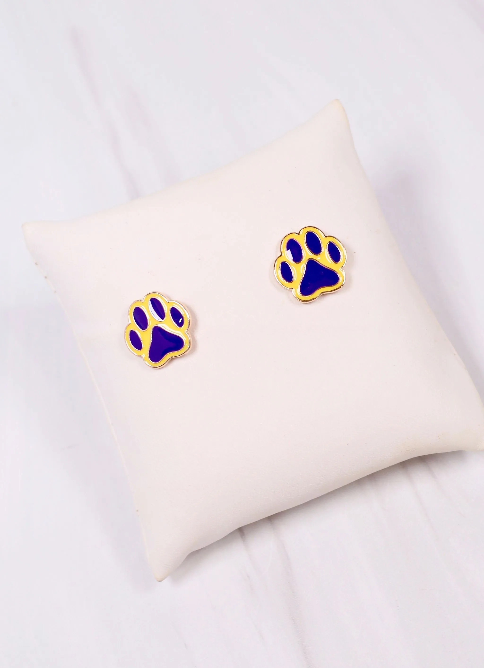 Perfect Paw Print Stud Earring PURPLE YELLOW