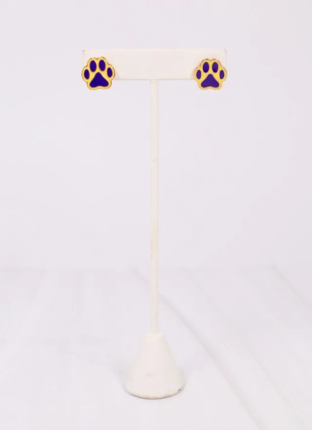 Perfect Paw Print Stud Earring PURPLE YELLOW