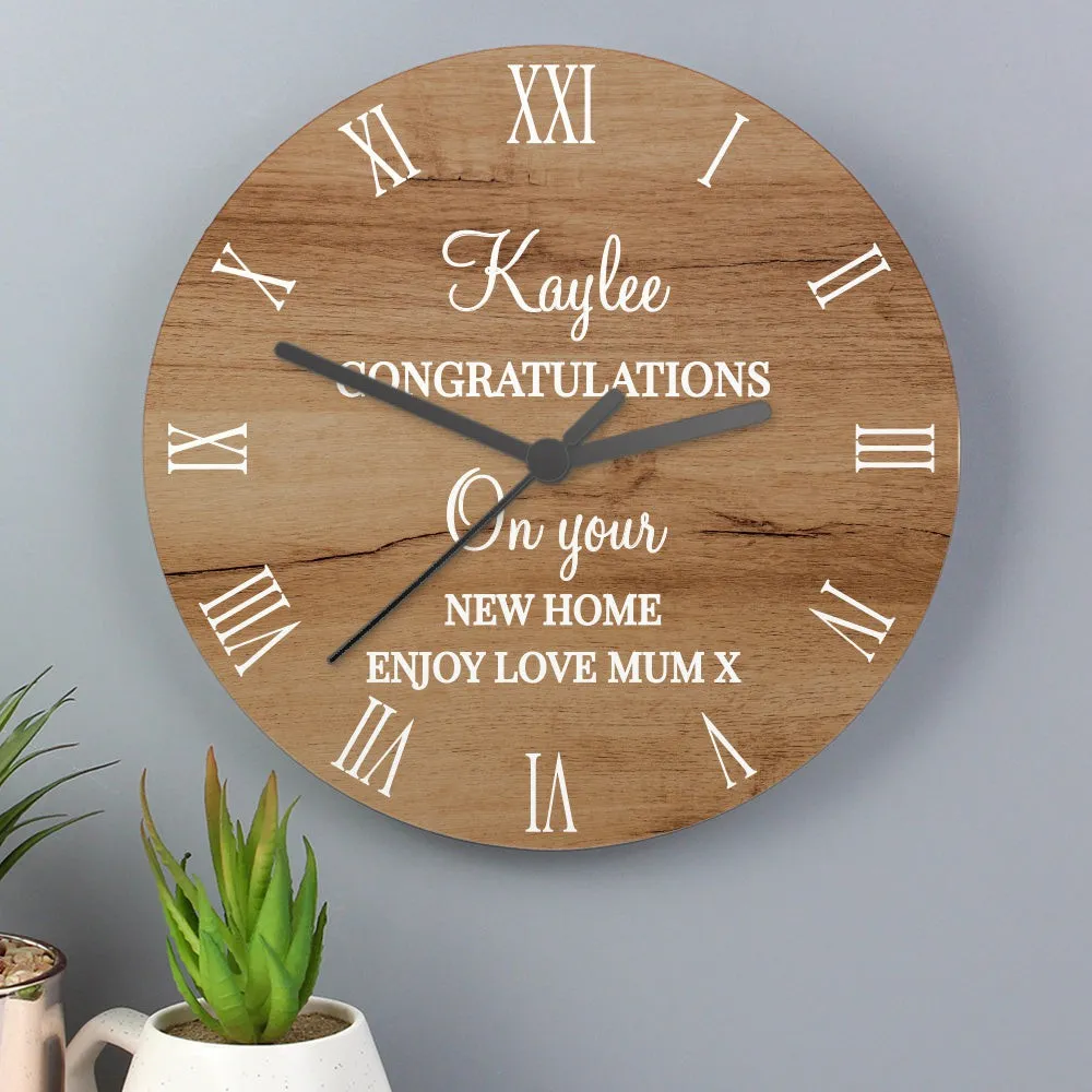 Personalised Free Text Wood Effect Clock