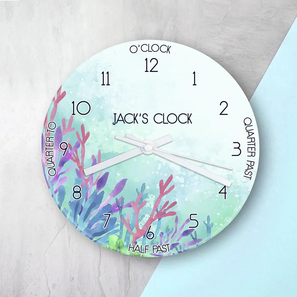 Personalised Kids Sealife Glass Clock - Large