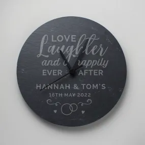 Personalised Love Laughter Slate Clock