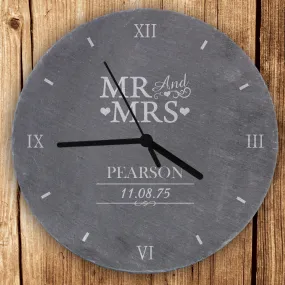 Personalised Mr & Mrs Slate Clock