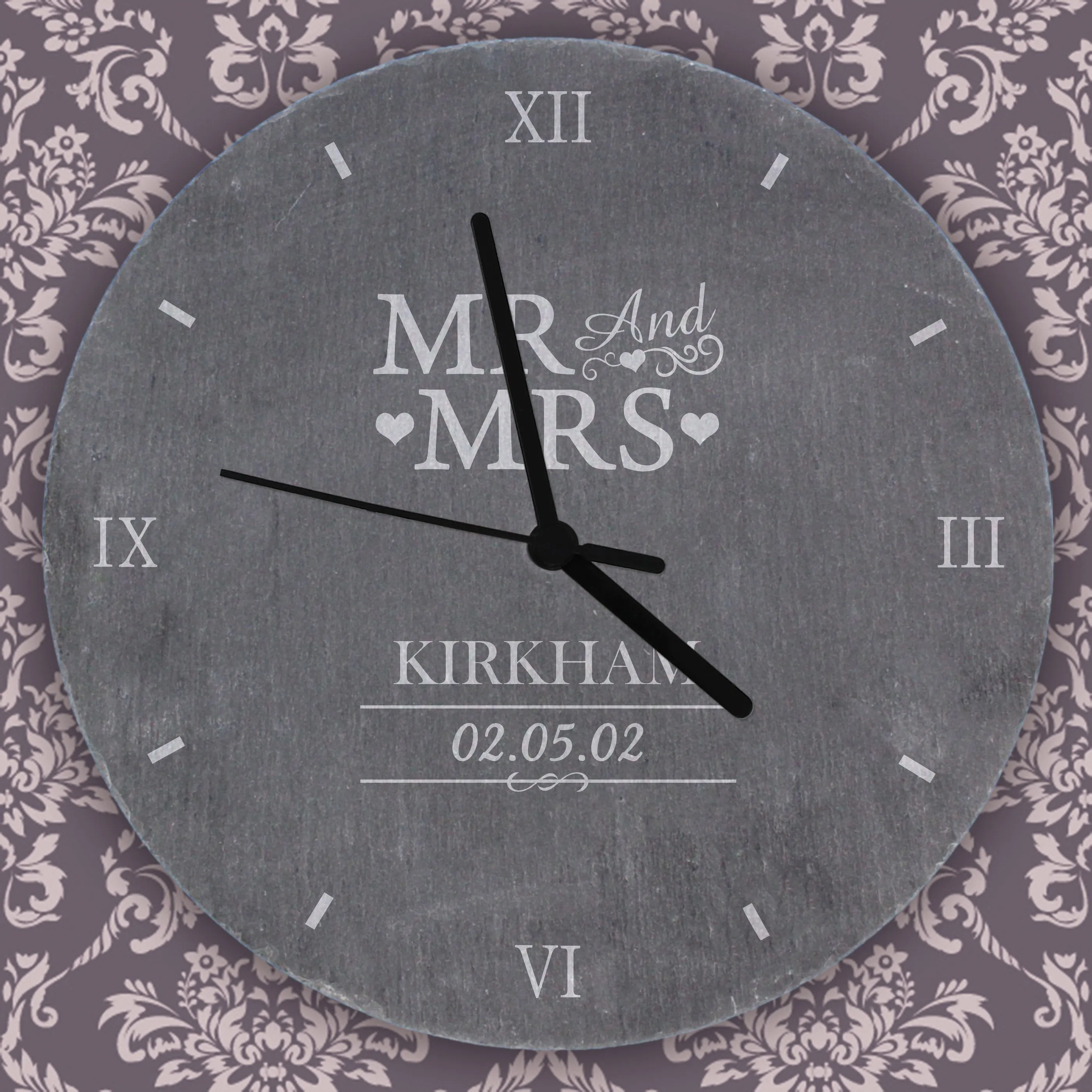 Personalised Mr & Mrs Slate Clock