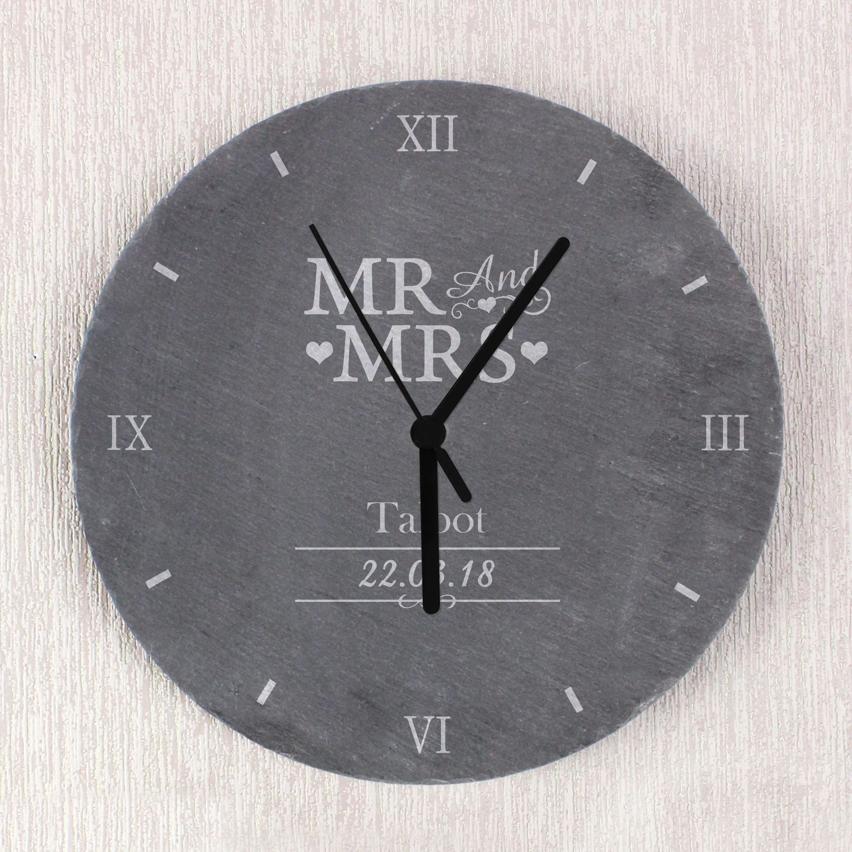 Personalised Mr & Mrs Slate Clock