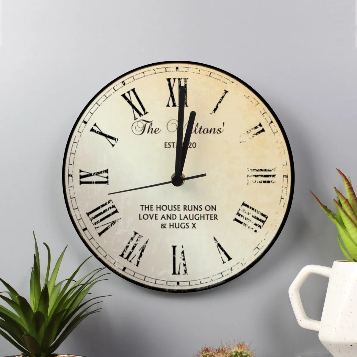 Personalised Rustic Message Glass Clock