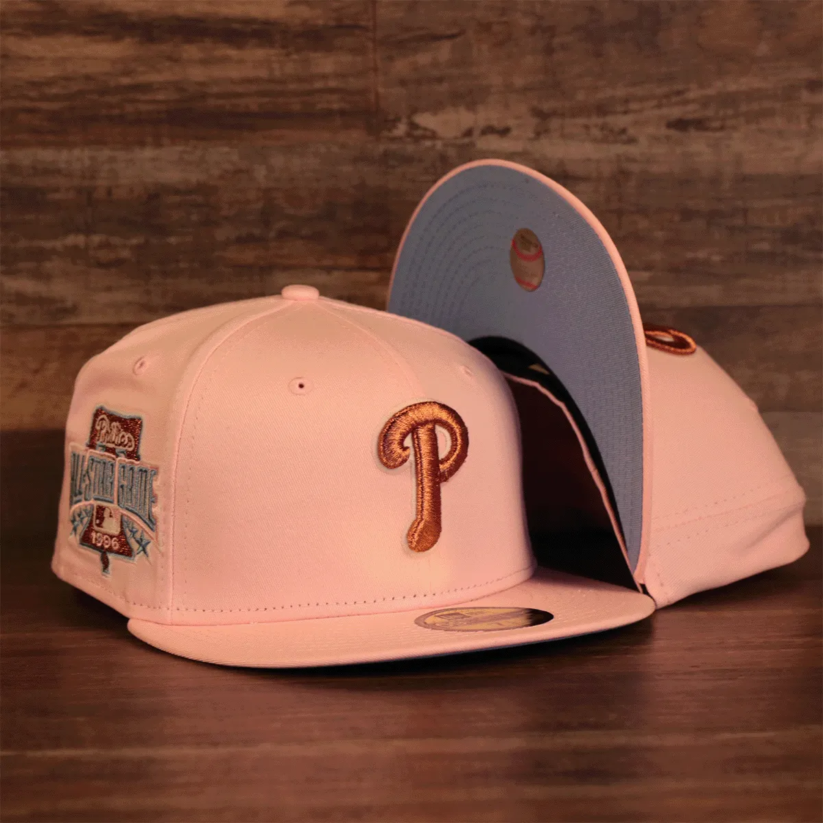 Philadelphia Phillies Glow In The Dark 1996 All Star Game il napoletano Sky Blue Bottom Side Patch 59Fifty Fitted Cap