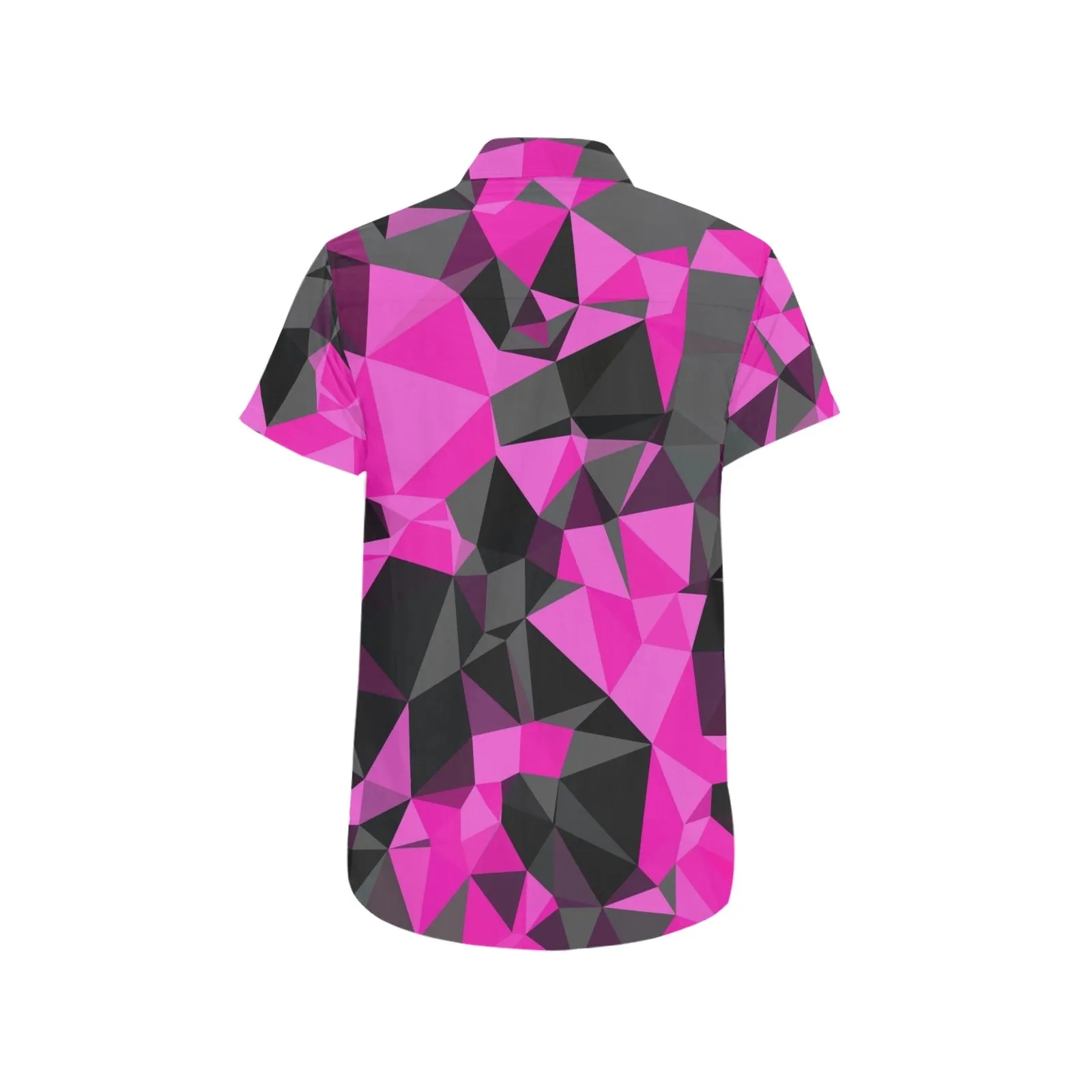 Pink and Black Geo Print Men's Big & Tall Short Sleeve Button Up Shirt