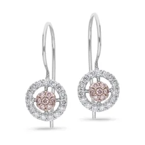 Pink Diamond Shepherd Hook Halo Earrings