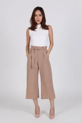 Pleats Straight Cut Culottes in Beige