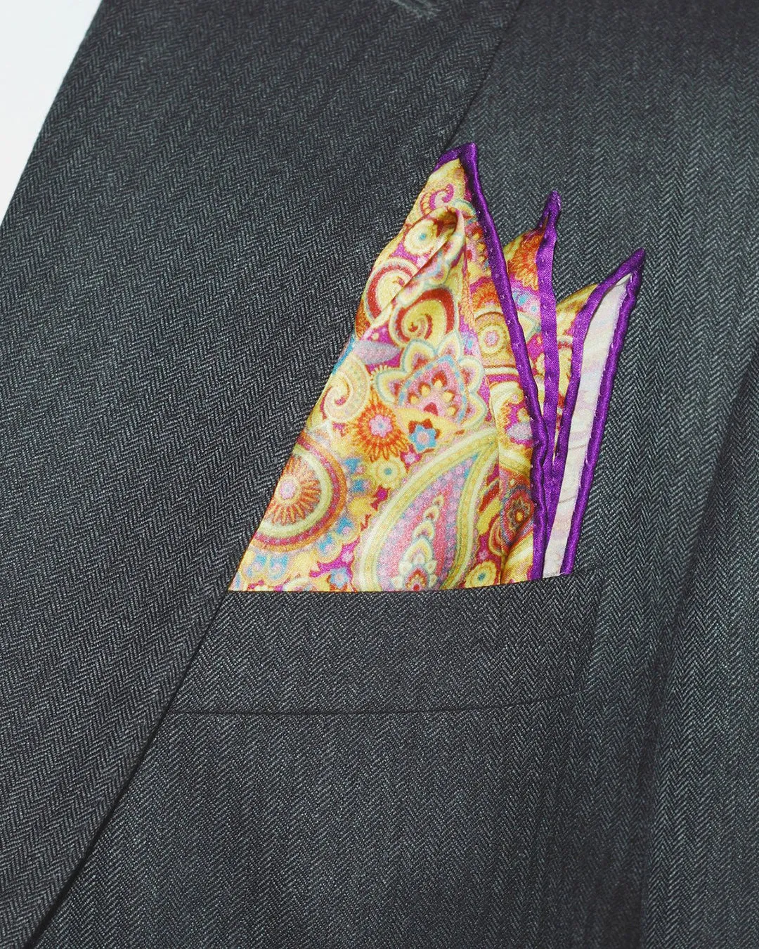 Purple Gold Paisley Pocket Square