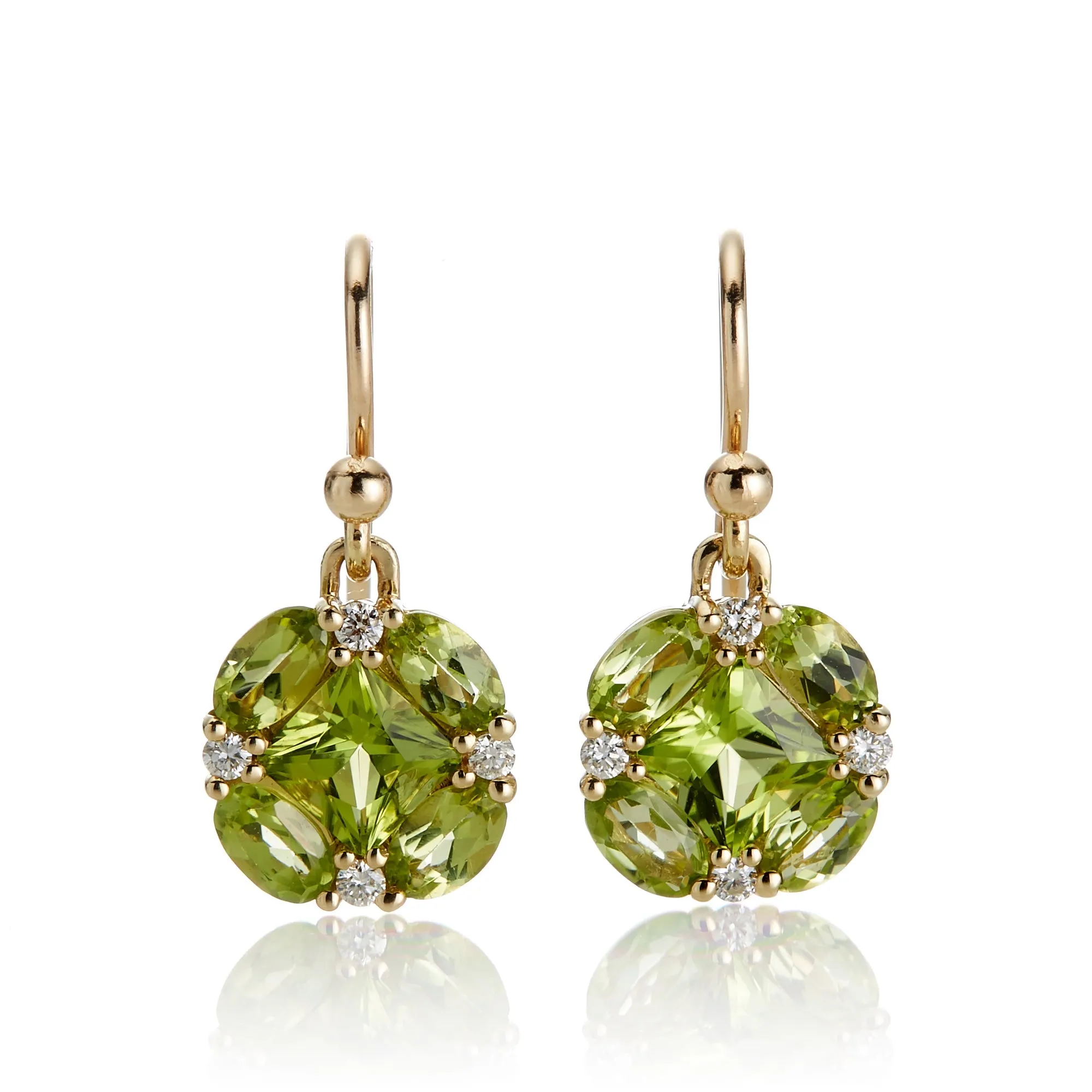 Quadrille Earrings in Peridot & Diamonds