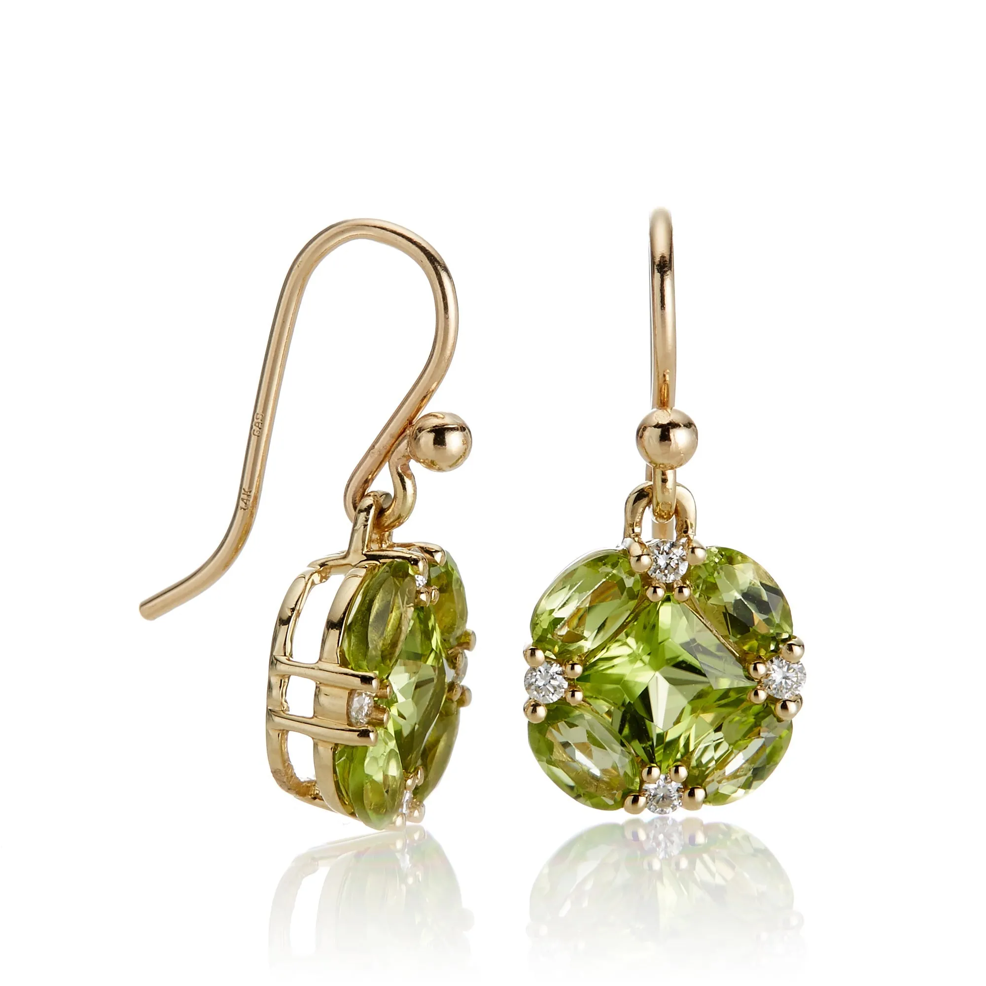 Quadrille Earrings in Peridot & Diamonds