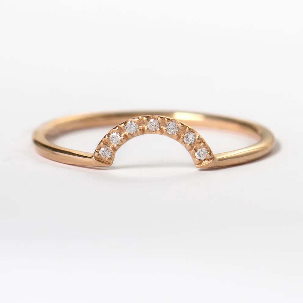 Ready to Ship - Diamonds Crown Ring - Tiny Diamonds Band (size US 7)