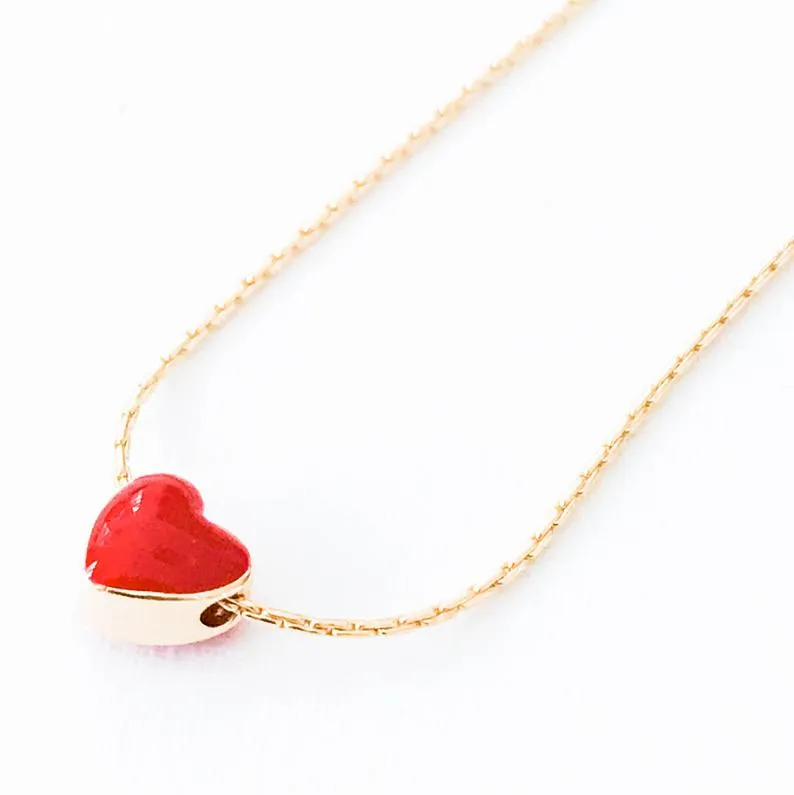 Red Heart Gold Filled Necklace