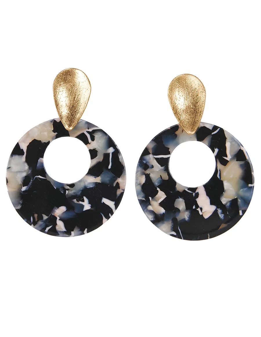 Resin Discs Drop Post Earrings