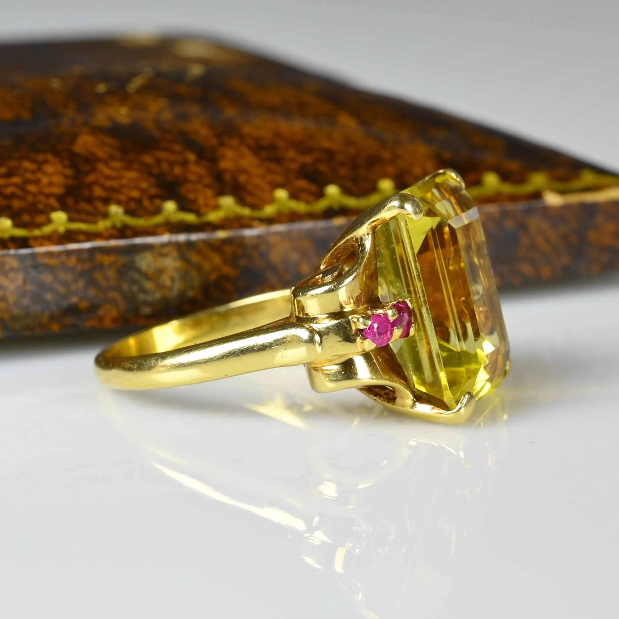 Retro 14K Gold Ruby Heliodor Beryl Ring