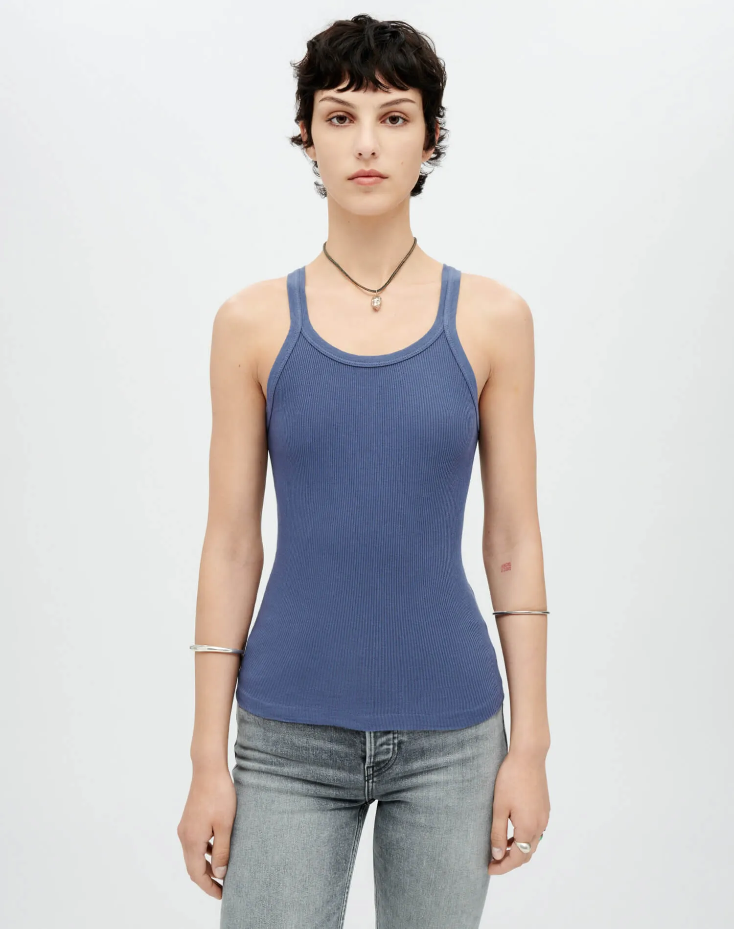 Ribbed Tank -  Faded Blue