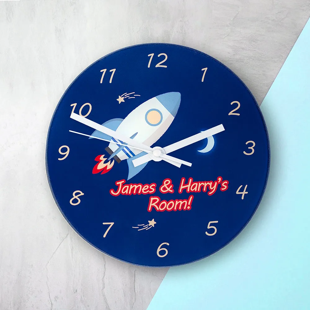 Rocket To The Moon Personalised Wall Clock