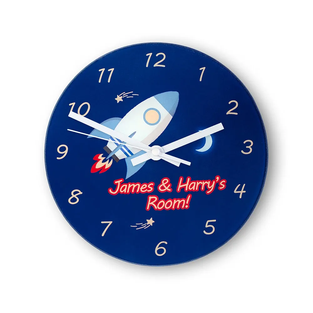 Rocket To The Moon Personalised Wall Clock