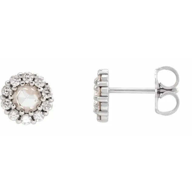 Rose Cut Moissanite 4 Prong 1/5 CTW Diamond Earrings