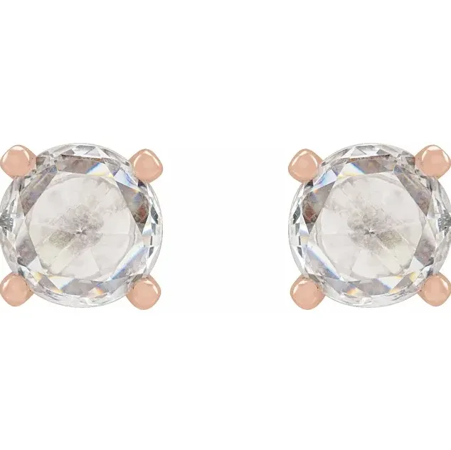 Rose Cut Moissanite 4 Prong Stud Earrings