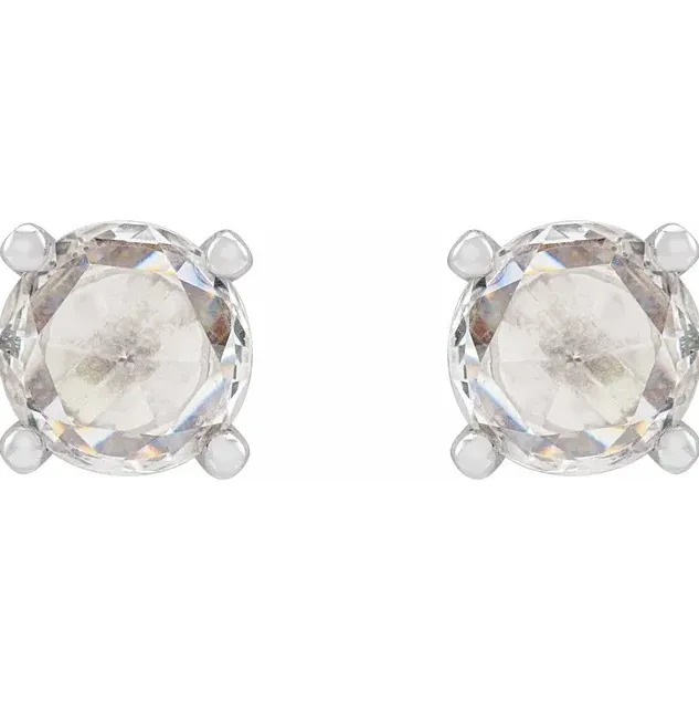 Rose Cut Moissanite 4 Prong Stud Earrings