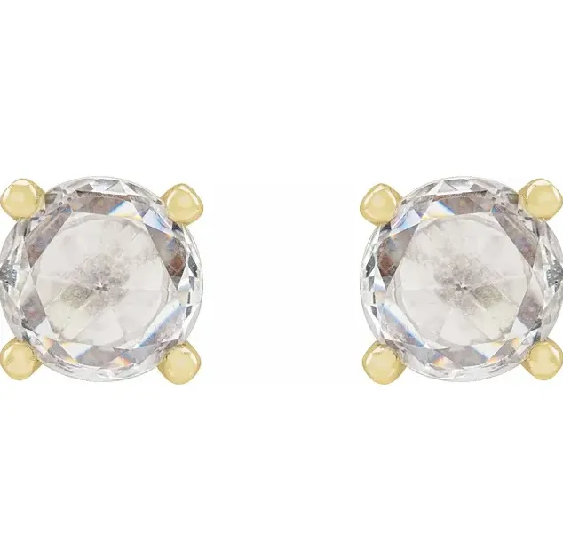 Rose Cut Moissanite 4 Prong Stud Earrings