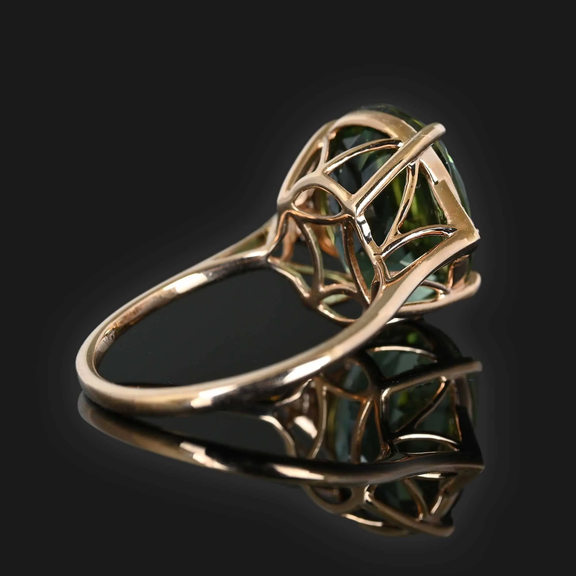 Rose Gold Diamond Green Amethyst Prasiolite Ring