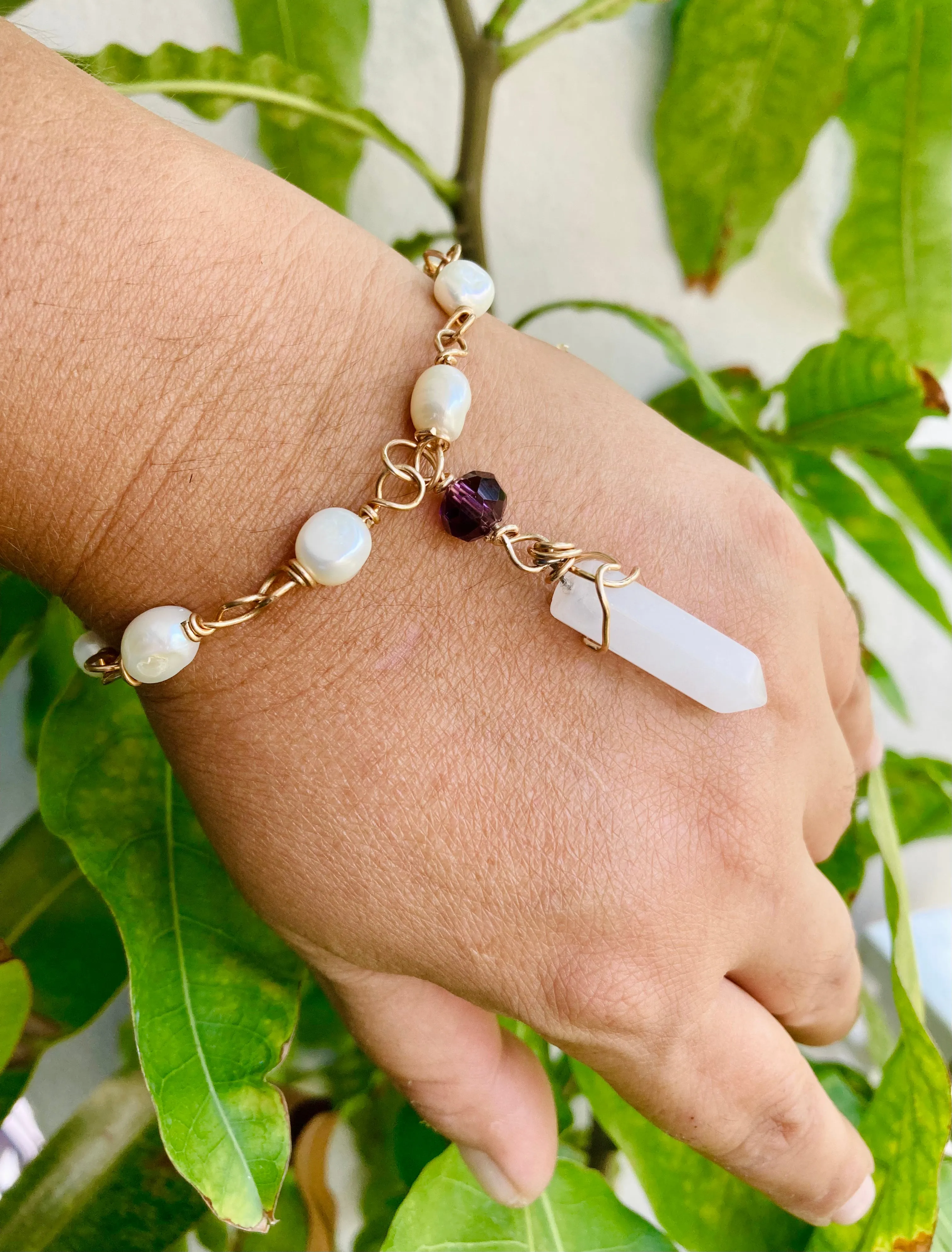 Rose Quartz Pearl Bracelet