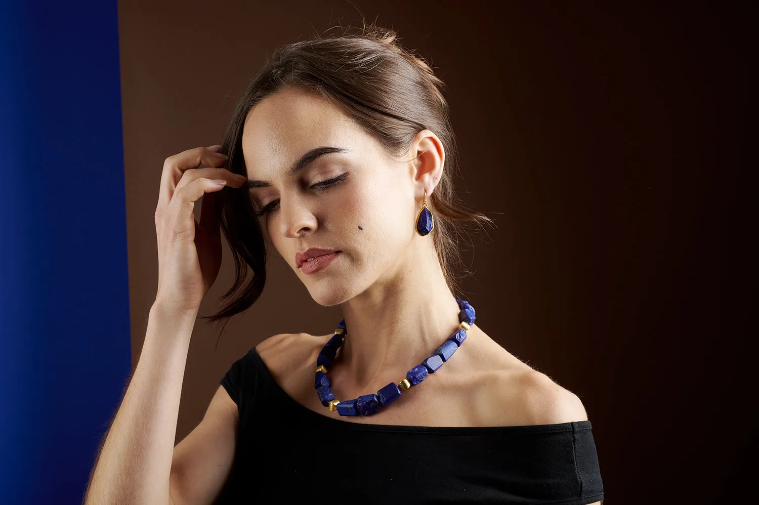 Rough Lapis Lazuli Drop Earrings