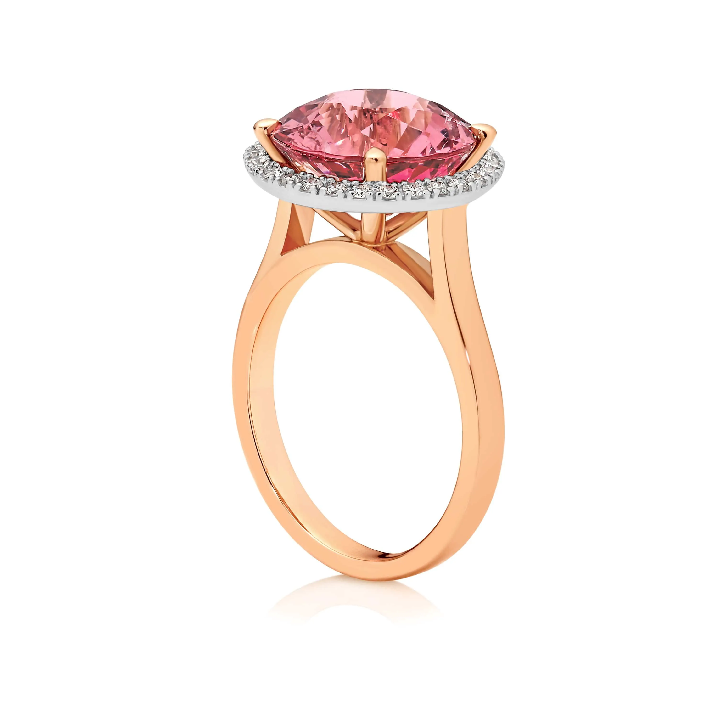 Round Natural Spinel and Diamond Ring