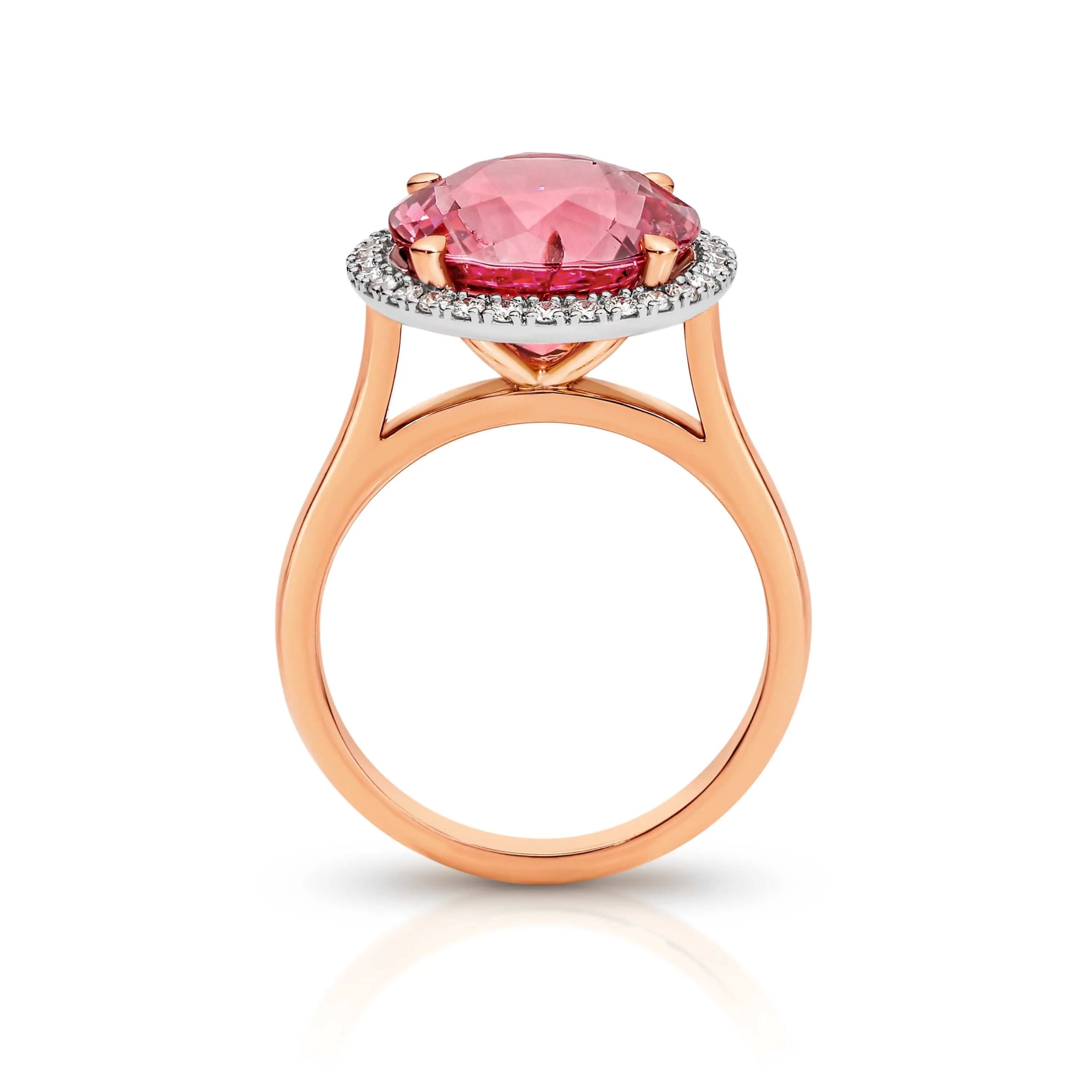 Round Natural Spinel and Diamond Ring