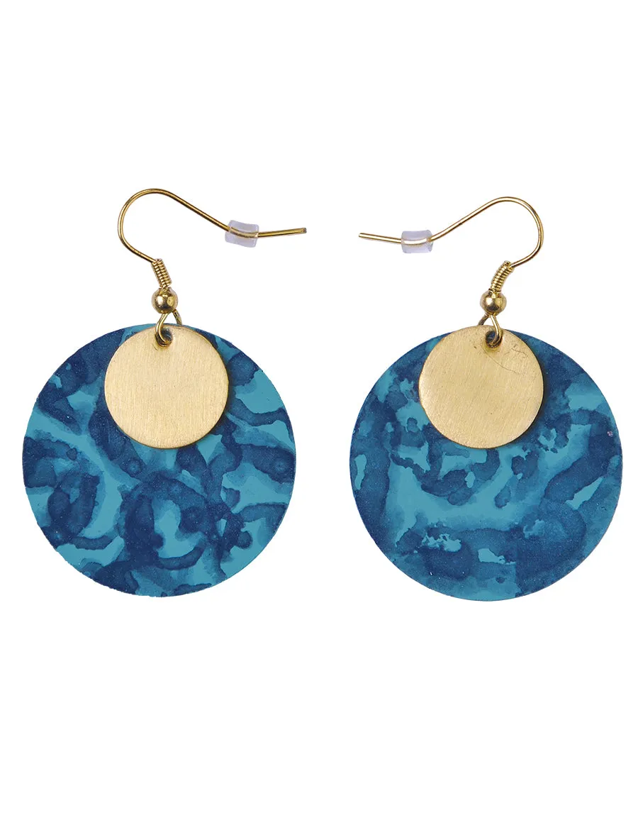 Round Patina Layered Drop Earrings