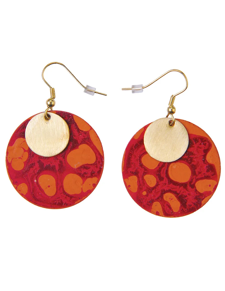 Round Patina Layered Drop Earrings