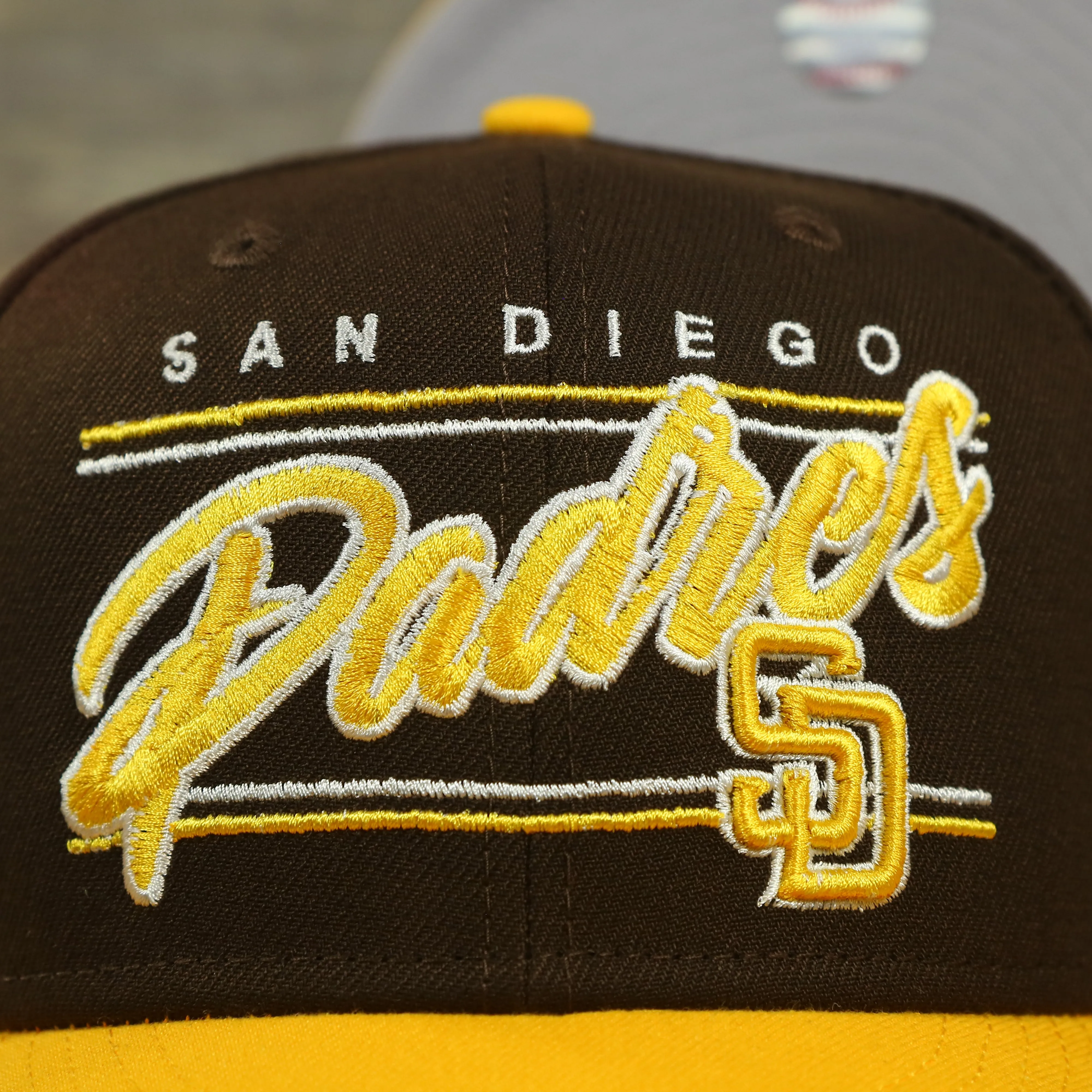 San Diego Padres Team Script College Bar 9Fifty Snapback Hat | Brown/Yellow Steelers 950 Snap Cap