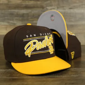 San Diego Padres Team Script College Bar 9Fifty Snapback Hat | Brown/Yellow Steelers 950 Snap Cap