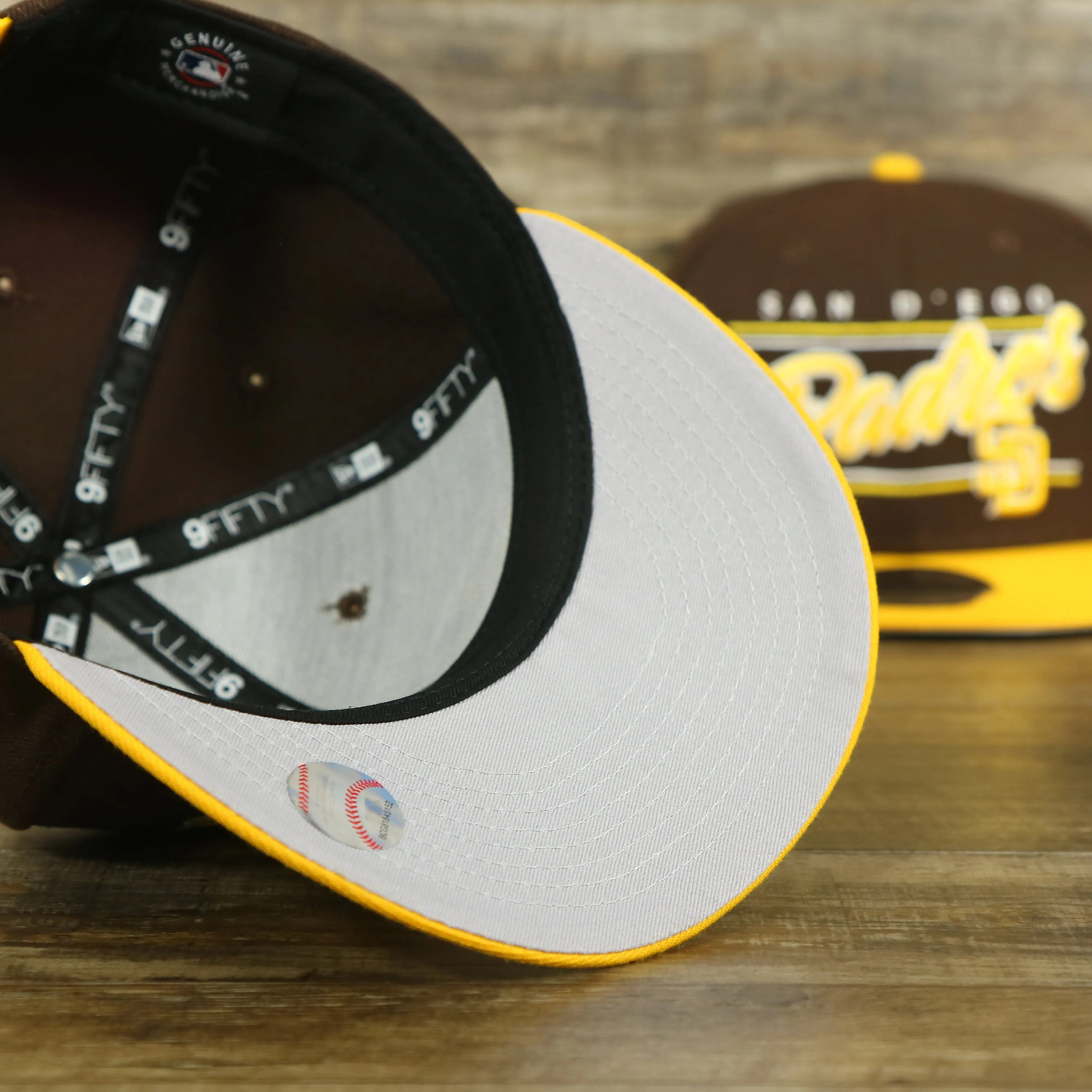 San Diego Padres Team Script College Bar 9Fifty Snapback Hat | Brown/Yellow Steelers 950 Snap Cap