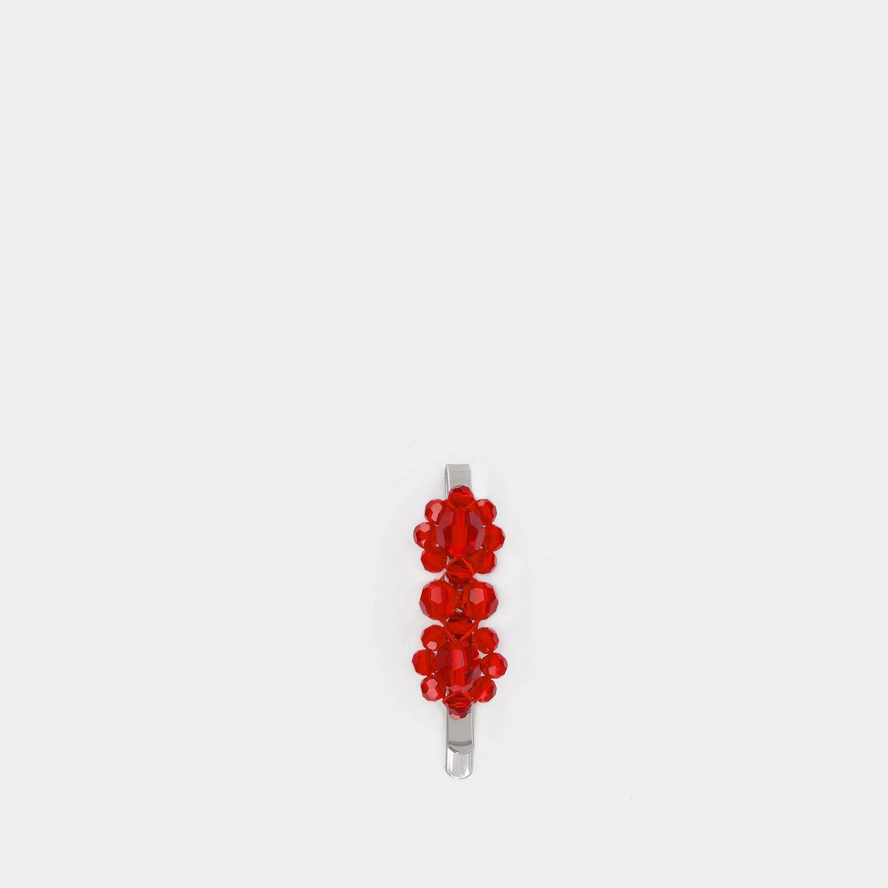 Simone Rocha  Mini Crystal Flower Hair Clip in Red