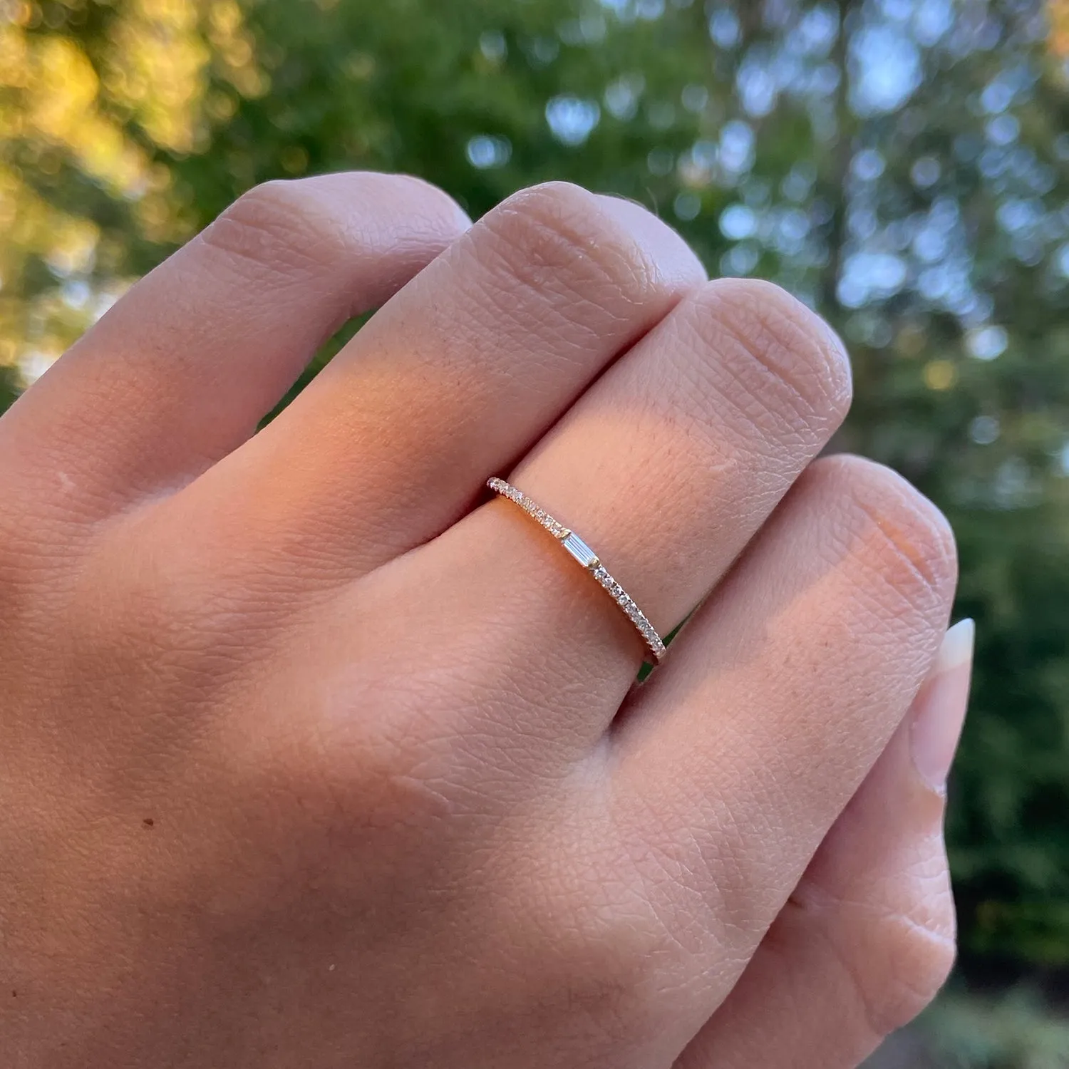 Single Baguette Diamond Stacking Ring