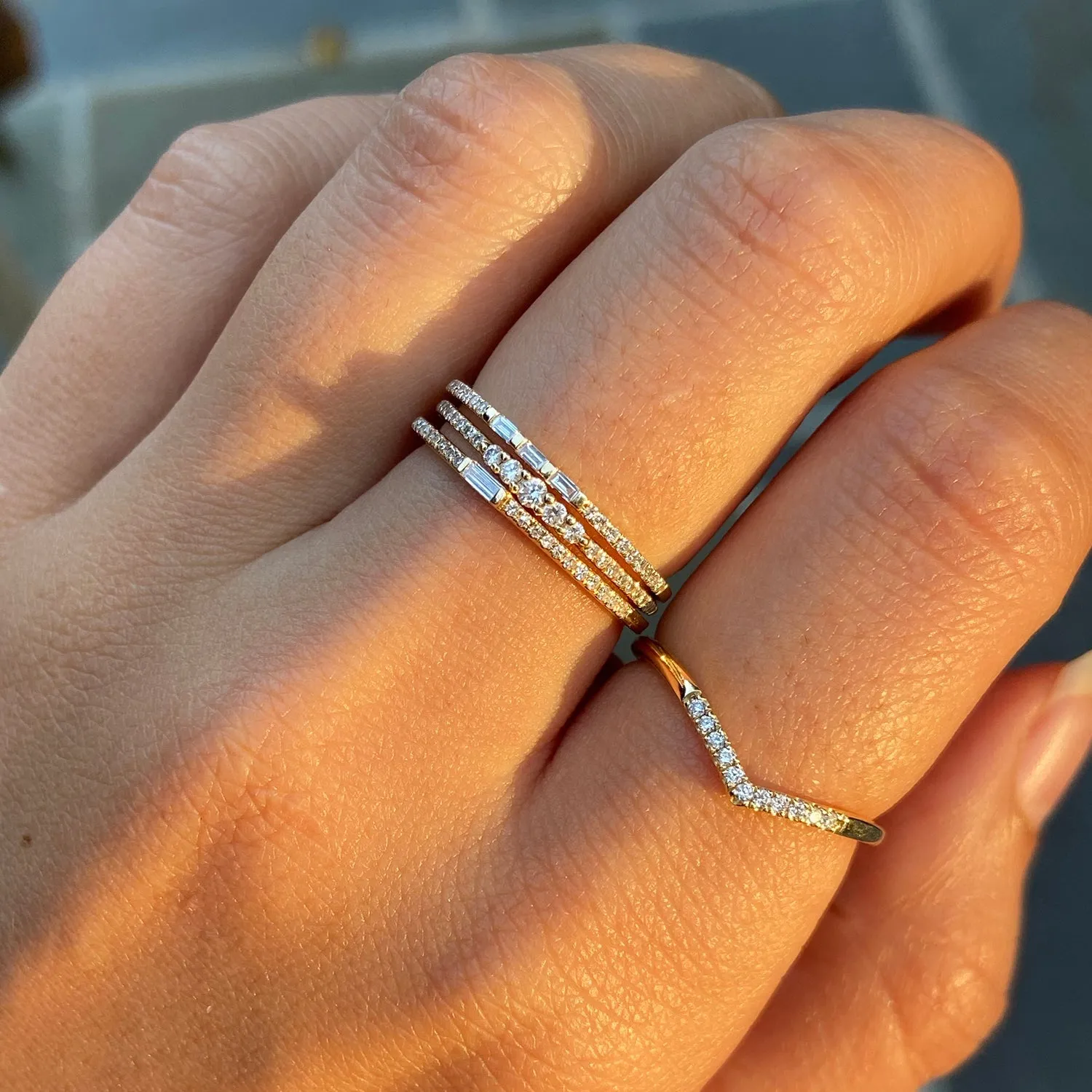 Single Baguette Diamond Stacking Ring