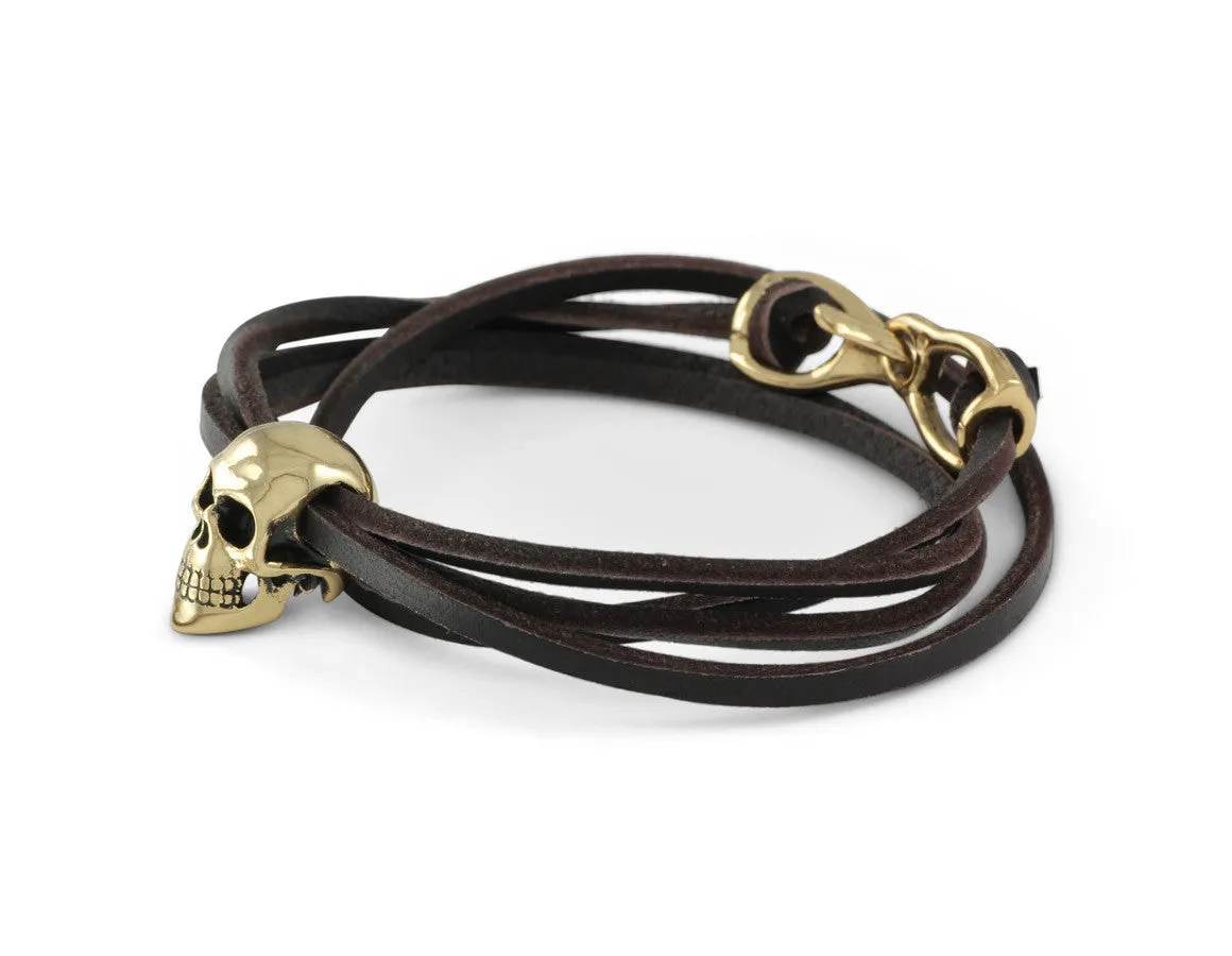 Skull Leather Bracelet - Bronze