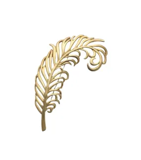 Sleek Vintage Large Golden Feather Brooch