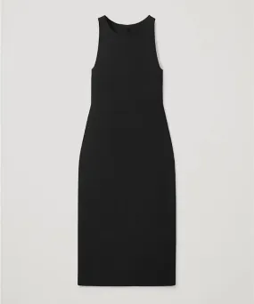 Slim Sleeveless Midi Knit Dress In Black