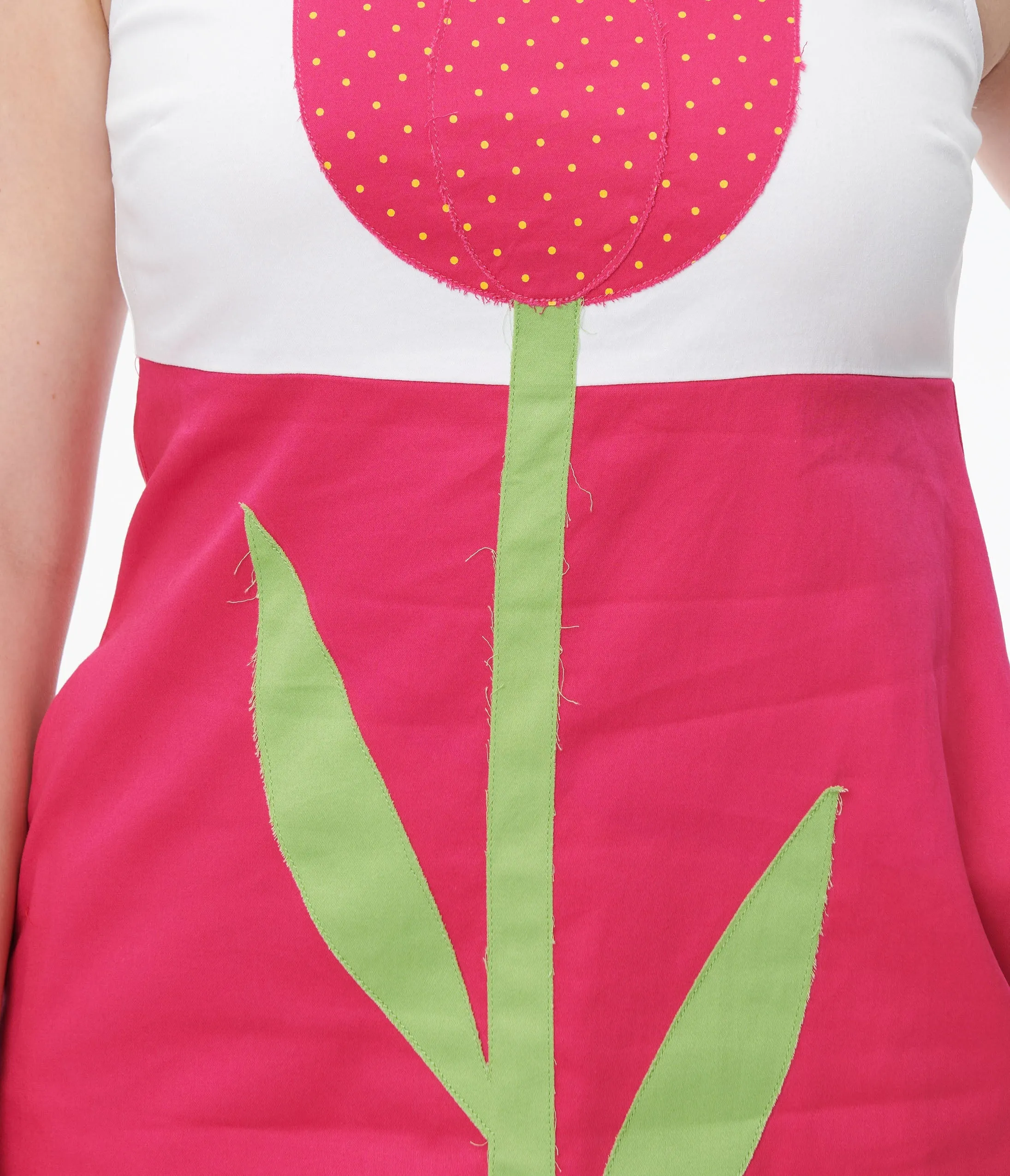 Smak Parlour Retro Style White & Pink Tulip Flower Power Shift Dress