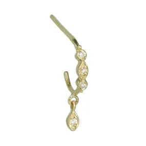 Small Hoop Earring with Diamond Eyes and Single Diamond Drop