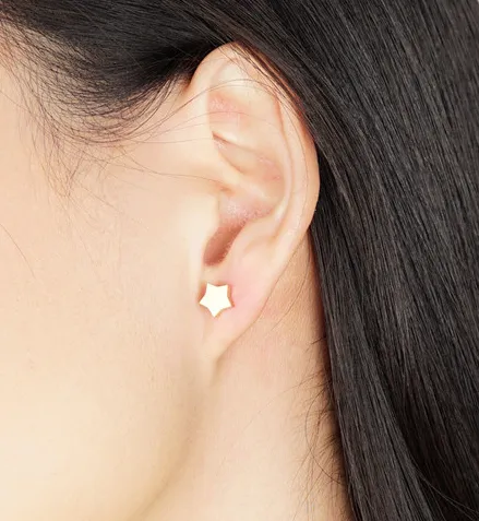 Small Stud gold Earrings- solid star