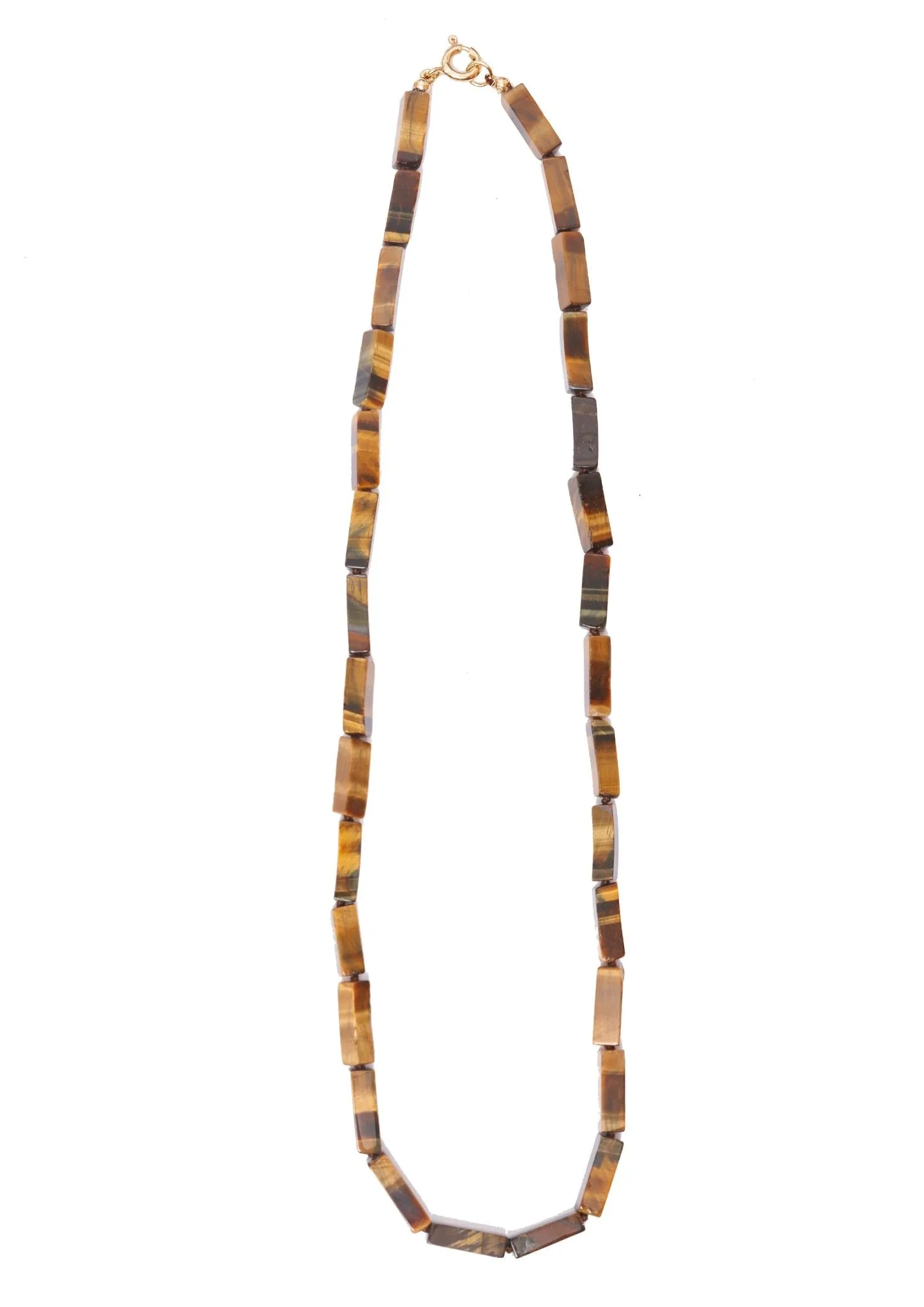 Smooth Rectangular Beaded Tiger's Eye Necklace