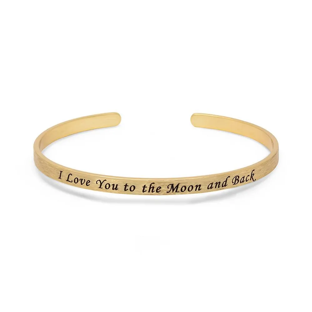 Stacka Brushed Brass Bangle I LOVE YOU 4MM Gold Plated